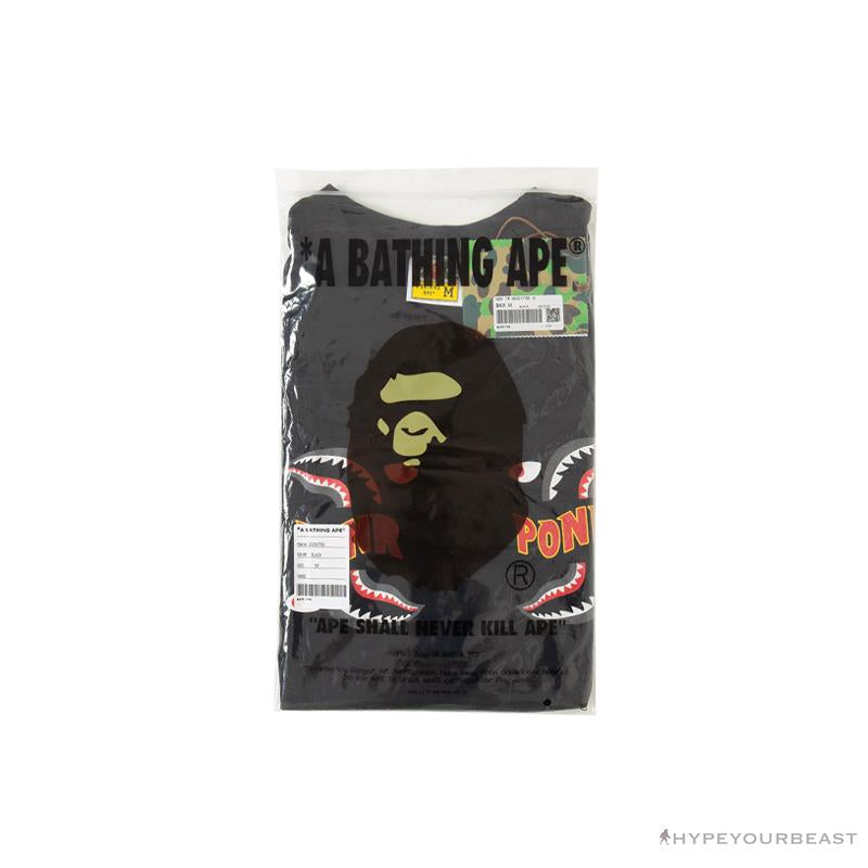 BAPE Shark Head PONR Tee Shirt 'BLACK'
