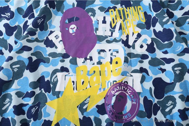 BAPE Ape Head Star Camouflage Shading Tee Shirt 'BLUE'