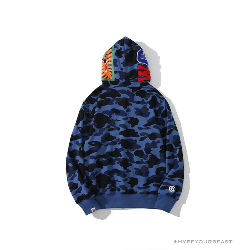 BAPE Camo Hoodie Shark Head 'NAVY BLUE'