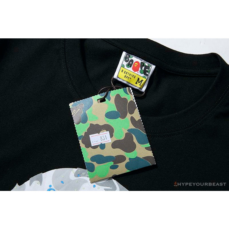 BAPE Starry Sky Camouflage Luminous Great Ape Man Head Tee Shirt 'BLACK'