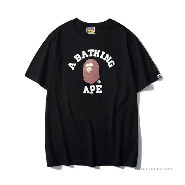 BAPE Classic Basic Ape Man Head English LOGO Tee Shirt 'BLACK'