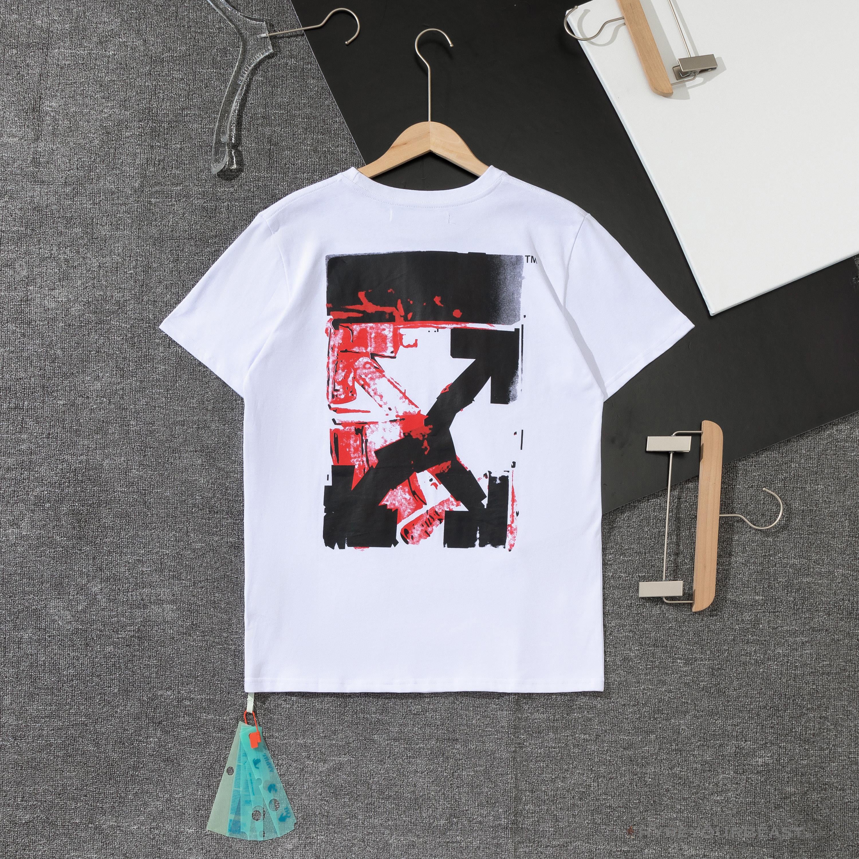 OFF-WHITE Acrylic Hand-Painted Graffiti Pattern Tee Shirt 'WHITE'
