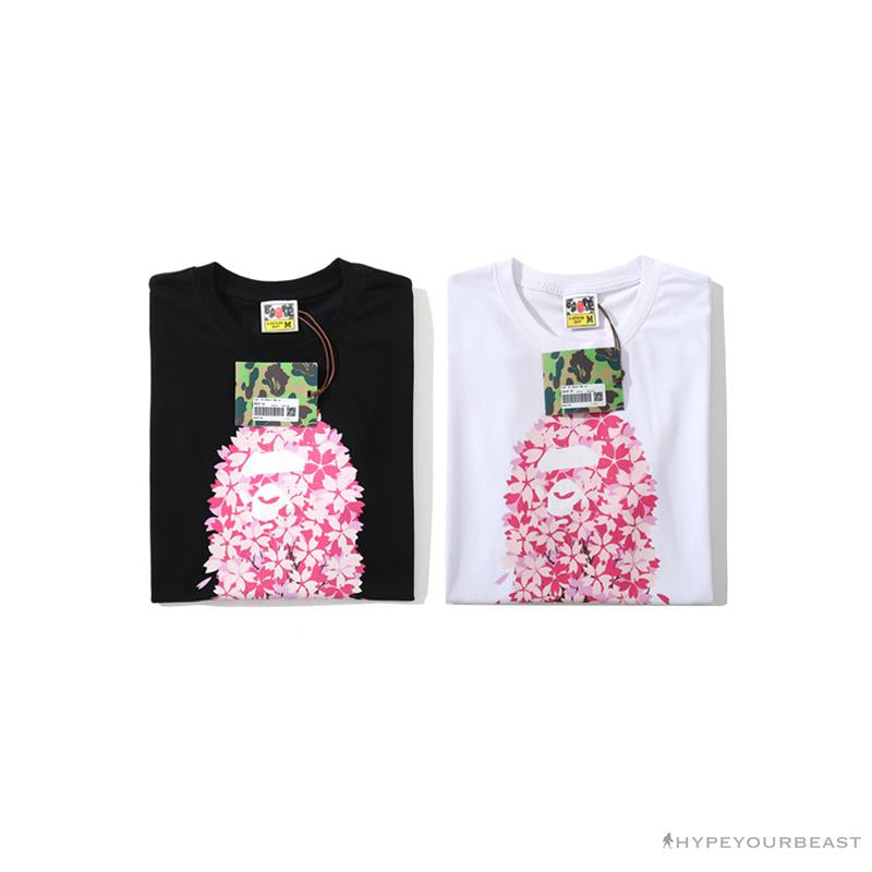 BAPE Japan Limited Edition Pink Cherry Tree Tee Shirt 'BLACK'