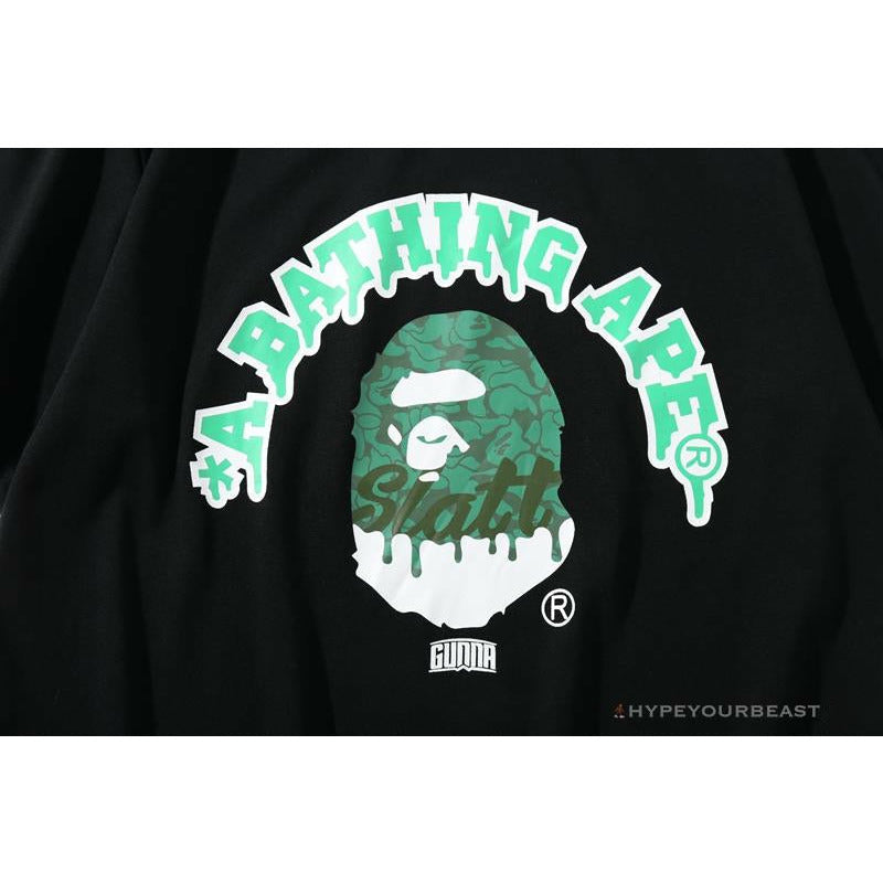 BAPE Paint Splash Green Camouflage Tee Shirt 'BLACK'