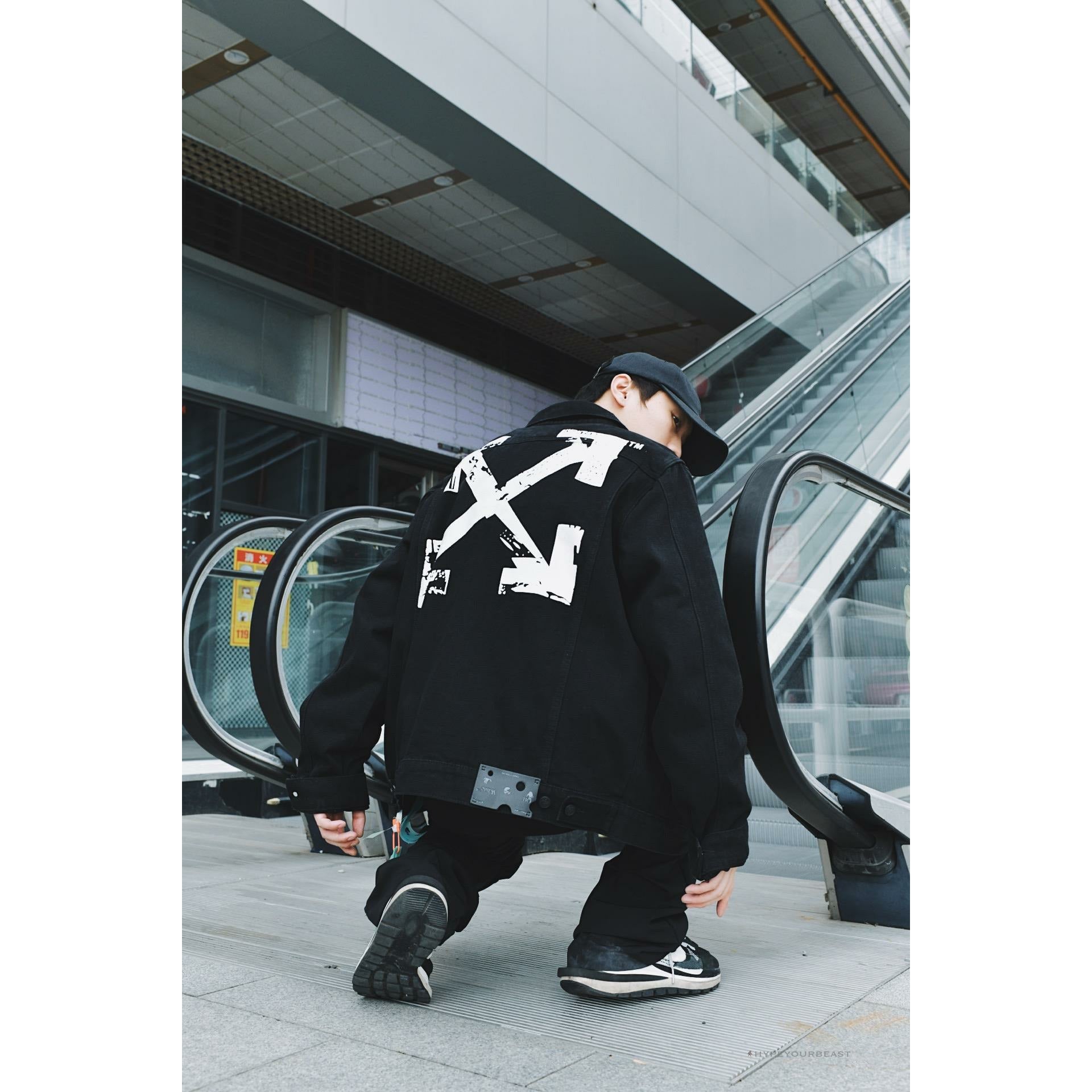 Off White Denim Black Jacket - White