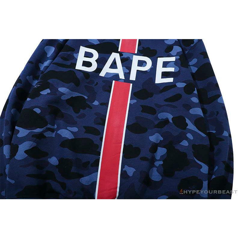 BAPE x PSG Paris Saint-Germain Camouflage Blue Hoodie