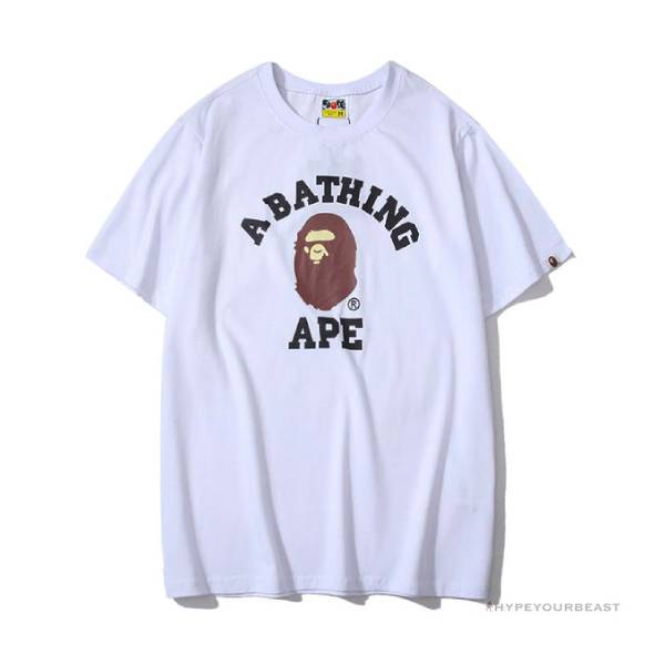 BAPE Classic Basic Ape Man Head English LOGO Tee Shirt 'WHITE'