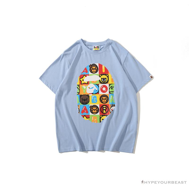 BAPE Baby Milo Color Square Ape Head Tee Shirt 'BLUE'
