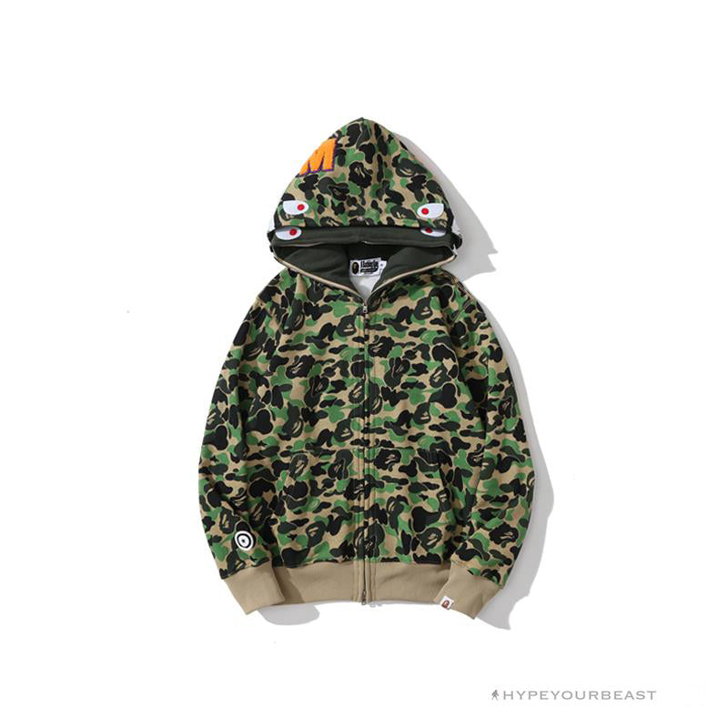 BAPE Camo Hoodie Shark Head 'GREEN'