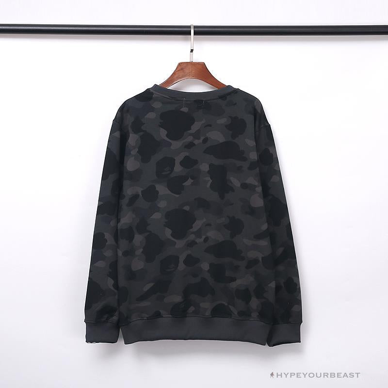 BAPE Classic Ape Head Embroidered Camouflage Long Sleeve Shirt 'GREY'