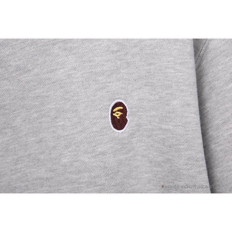 BAPE Classic Ape Head Embroidered Long Sleeve Shirt 'GREY'