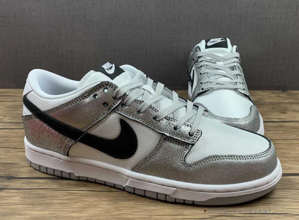 Nike Dunk Low Cracked Leather Silver