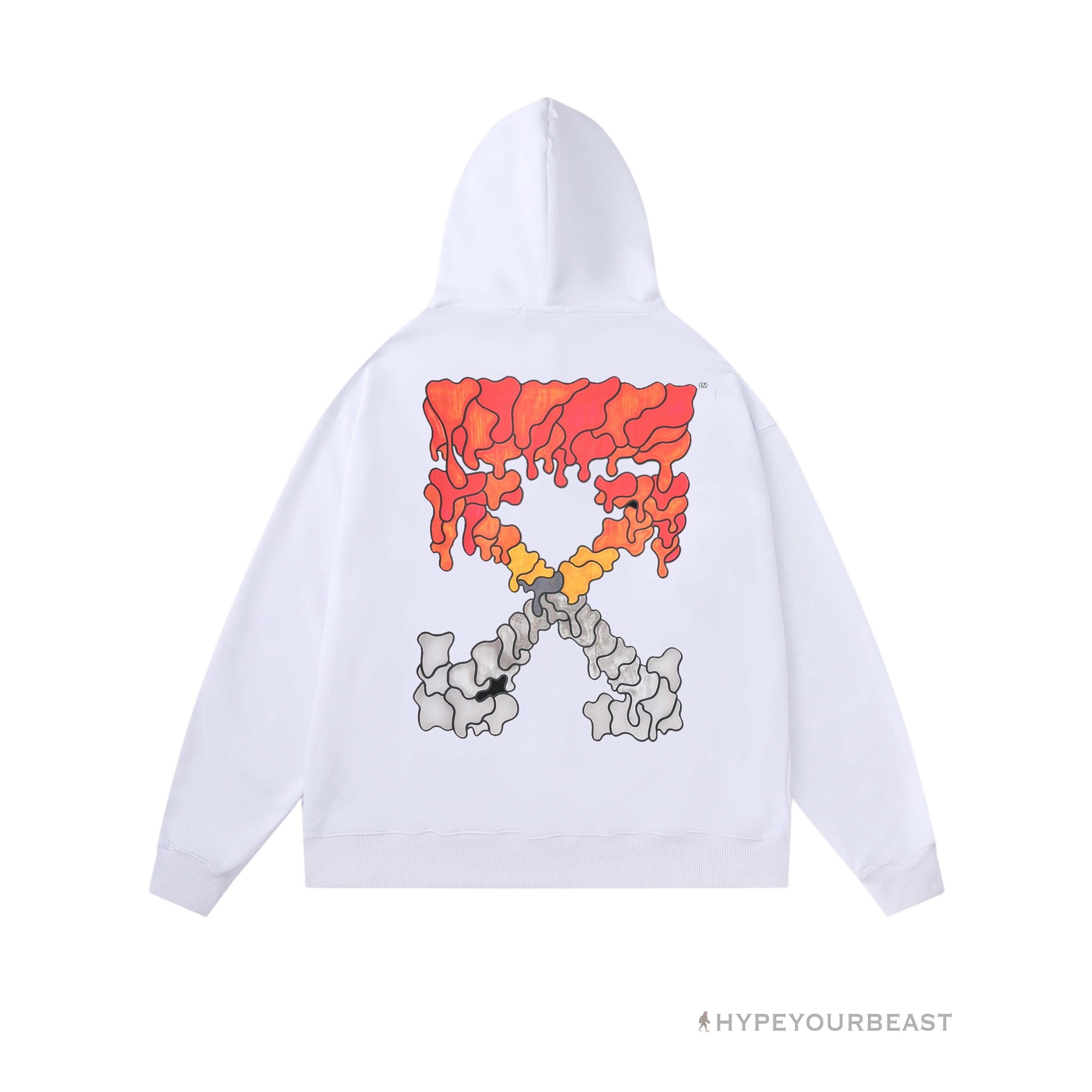 Off White Hoodie Red Orange - White