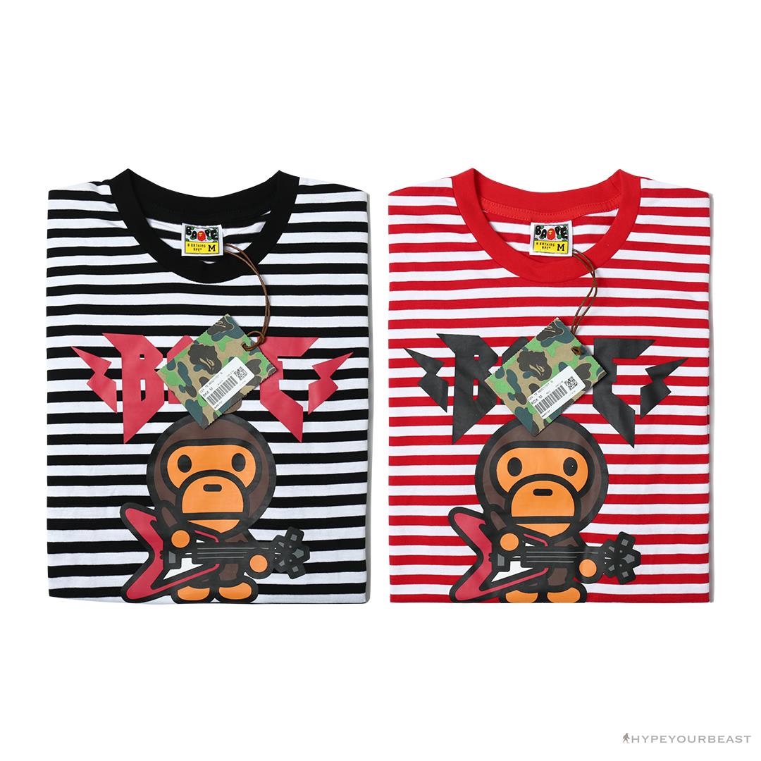 BAPE Baby Milo Rock Bass Player Striped Tee Shirt 'BLACK'