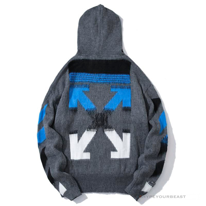 Off White Hoodie Grey Blue