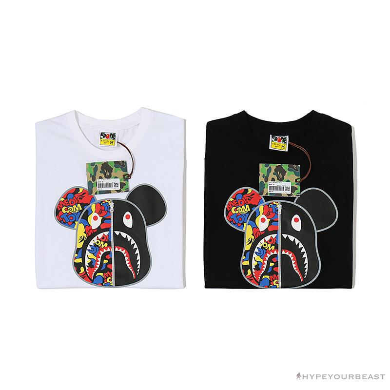 BAPE Violent Bear Color Stitching Tee Shirt 'BLACK'