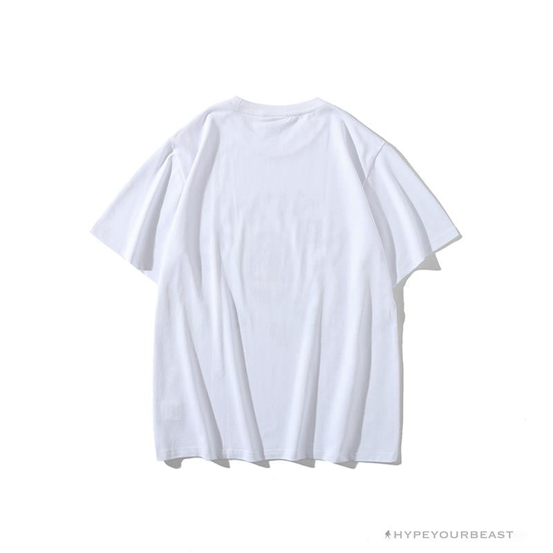 BAPE Messy Letters Upside Down Little Ape Head Tee Shirt 'WHITE'