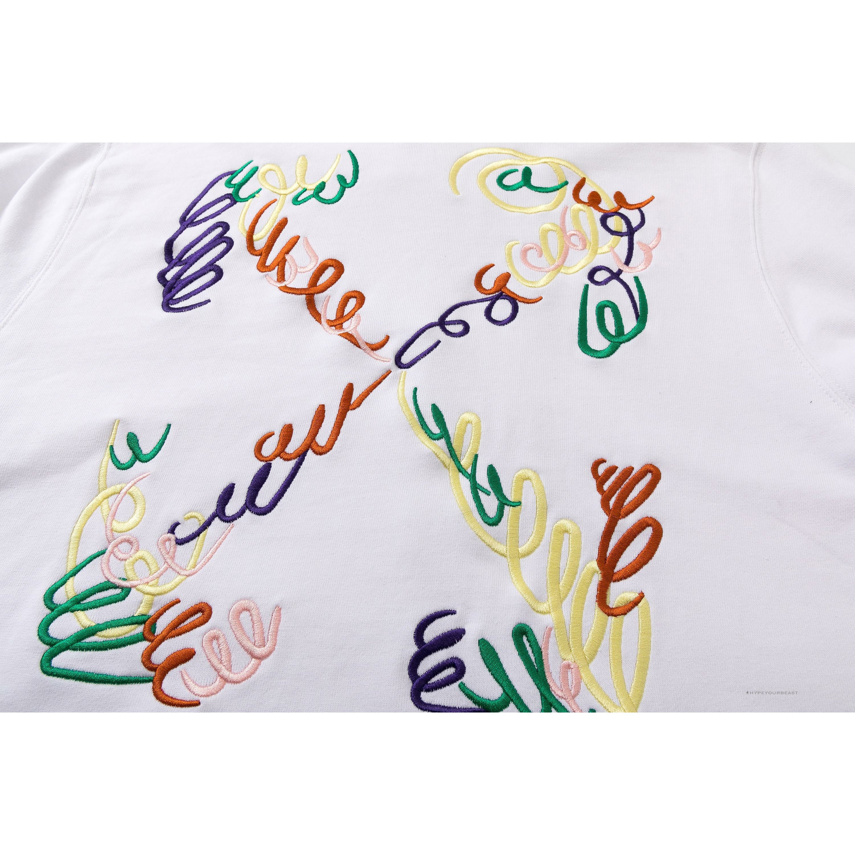 Off White Hoodie Embroidered White