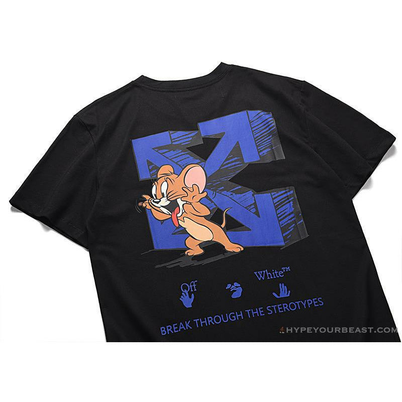 OFF-WHITE Classic Animated Tom and Jerry Arrow Tee Shirt 'BLACK'