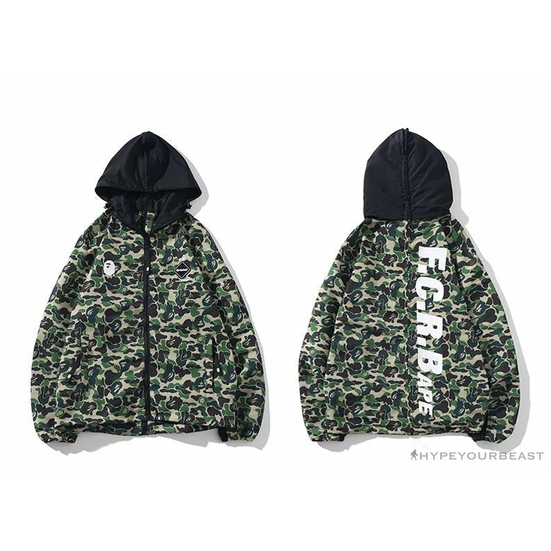 BAPE x FCRB Joint Double Zip Camouflage Hoodie 'GREEN'