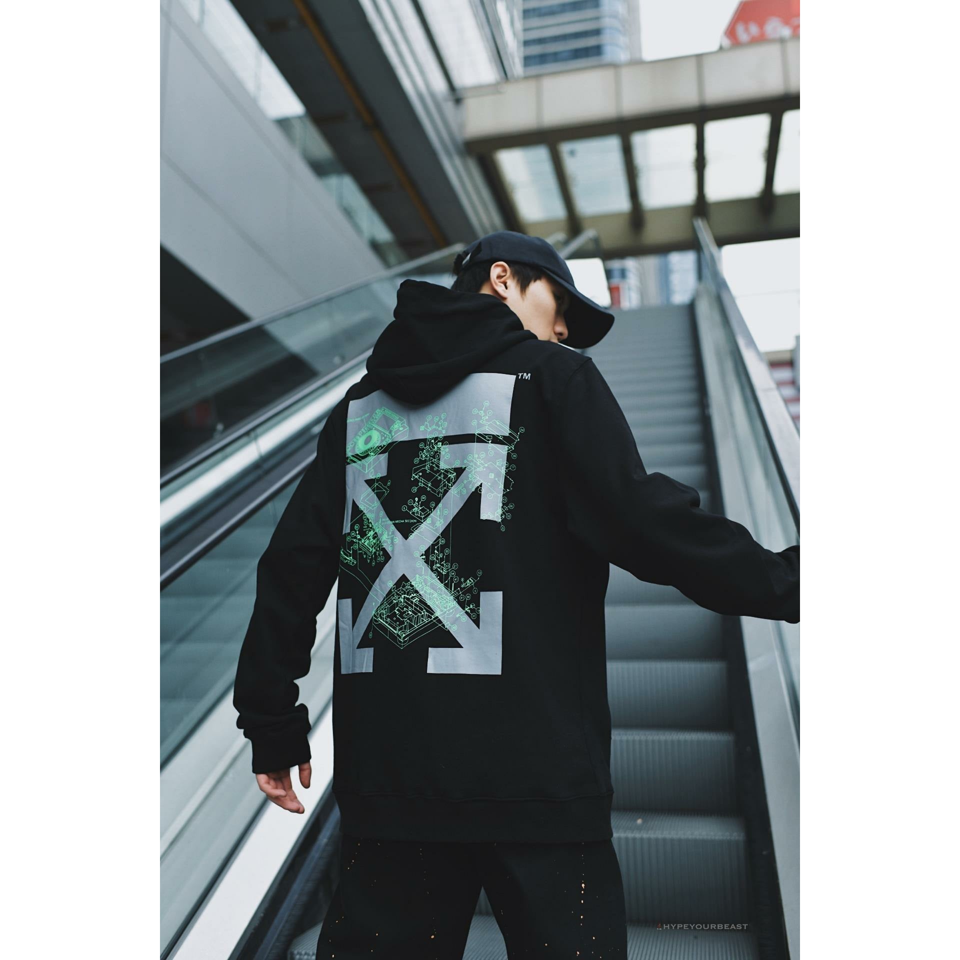 Off White Hoodie Machine Black