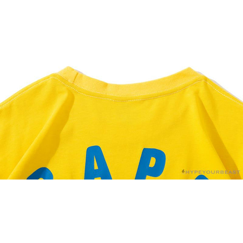 BAPE KIDS Small Net Pocket Ape Man Head Tee Shirt 'YELLOW'