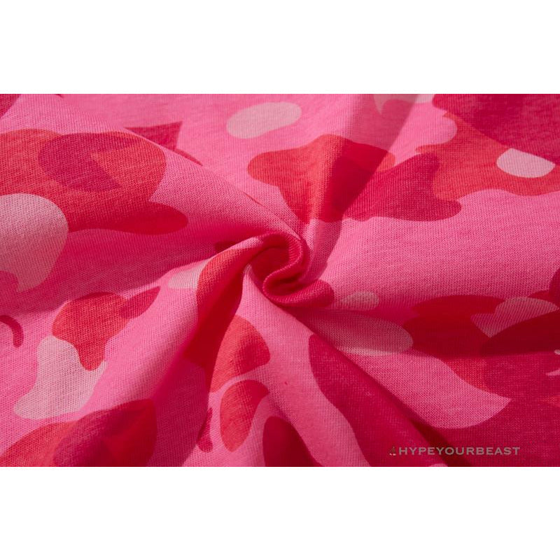 BAPE Pink Camouflage Shark Head Fake Zipper Tee Shirt