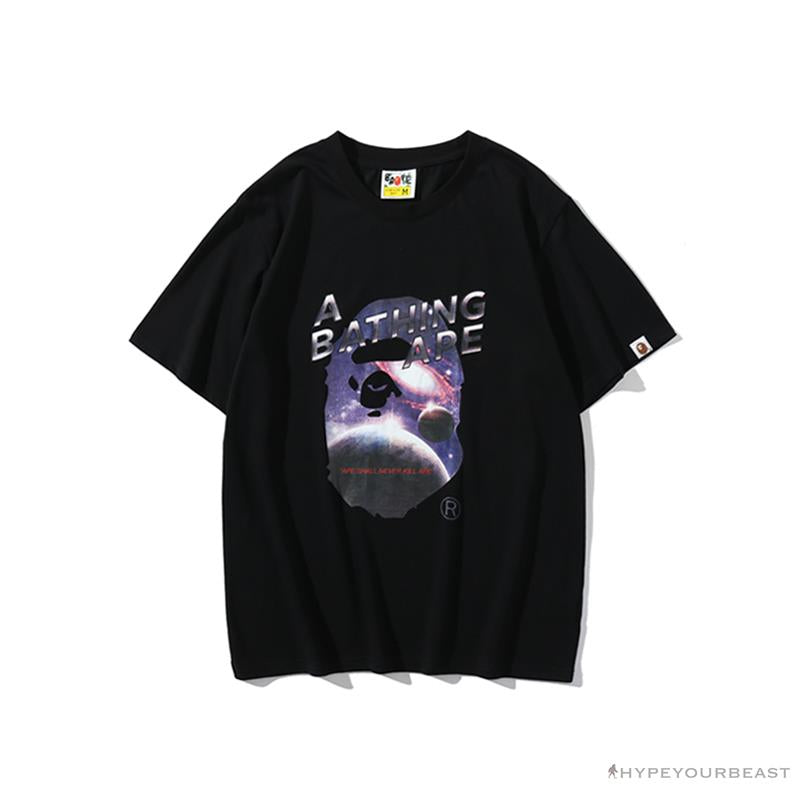 BAPE Universe Solar System Ape Man Head Tee Shirt 'BLACK'