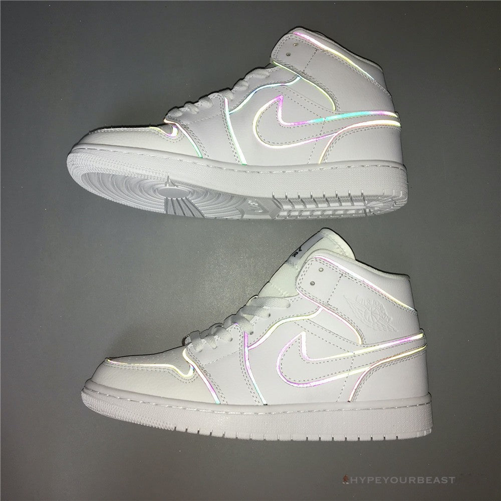 Air Jordan 1 Mid Iridescent Reflective White