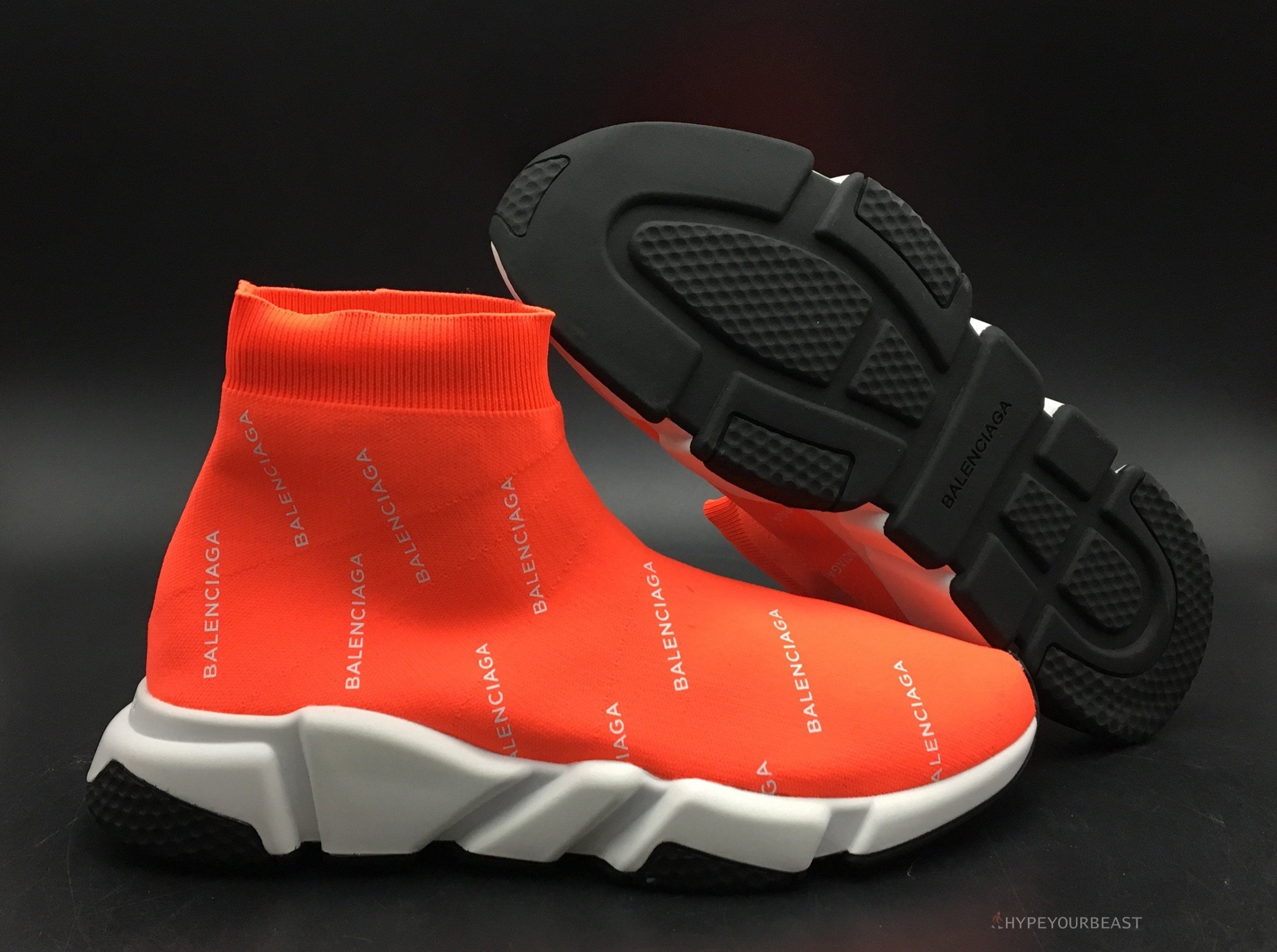 BCG Sock Sneakers Logo Print Red / White