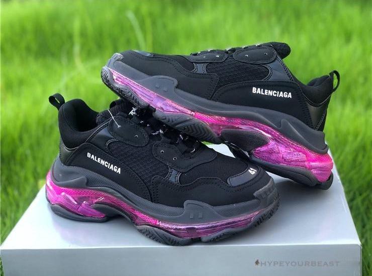 BCG Triple S Clear Sole - Black Pink Neon