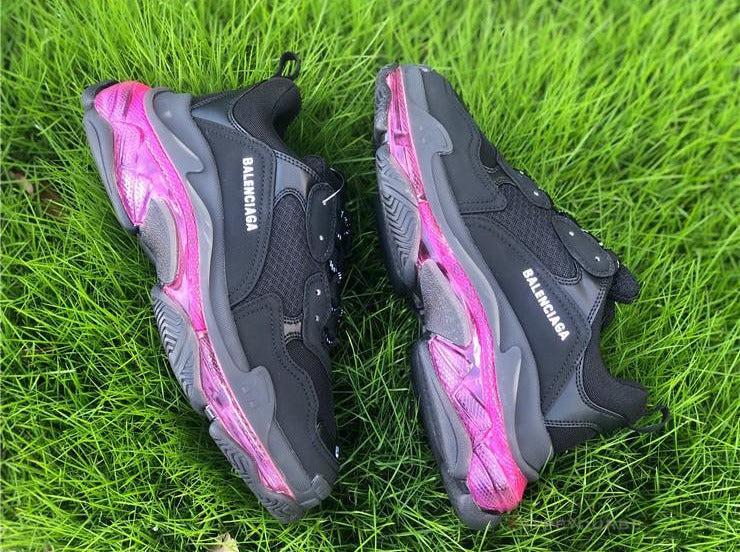 BCG Triple S Clear Sole - Black Pink Neon