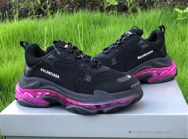 BCG Triple S Clear Sole - Black Pink Neon
