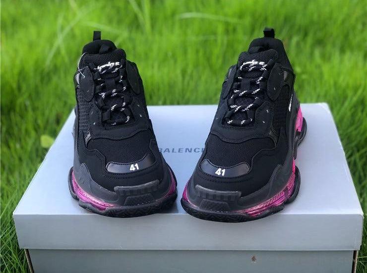 BCG Triple S Clear Sole - Black Pink Neon