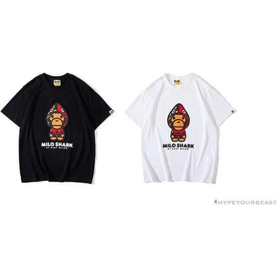 BAPE Baby Milo Red Shark Hat Little Monkey Tee Shirt 'WHITE'