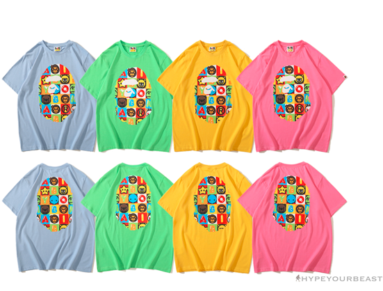 BAPE Baby Milo Color Square Ape Head Tee Shirt 'PINK'