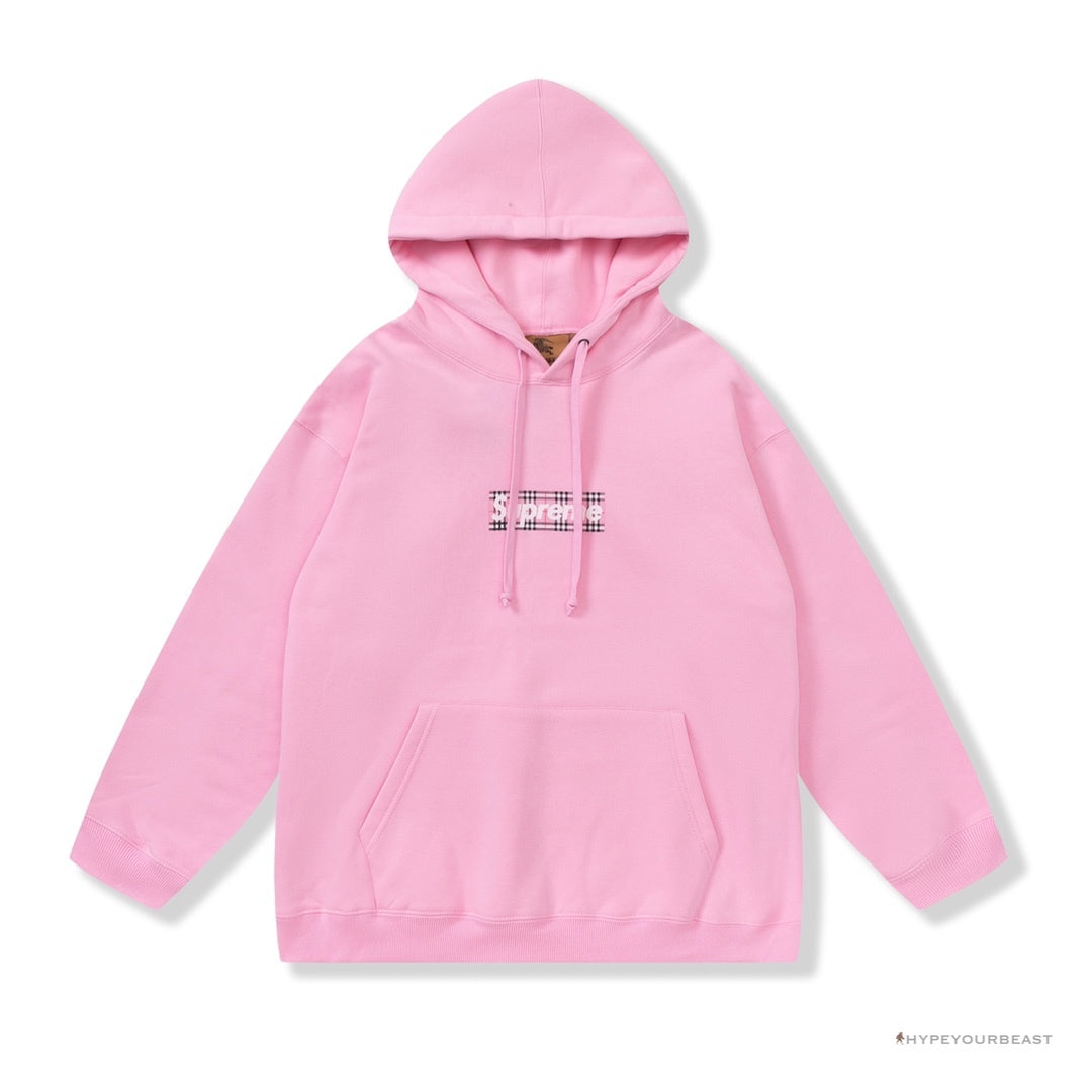 Supreme X Brbrry Box Logo Hoodie Pink
