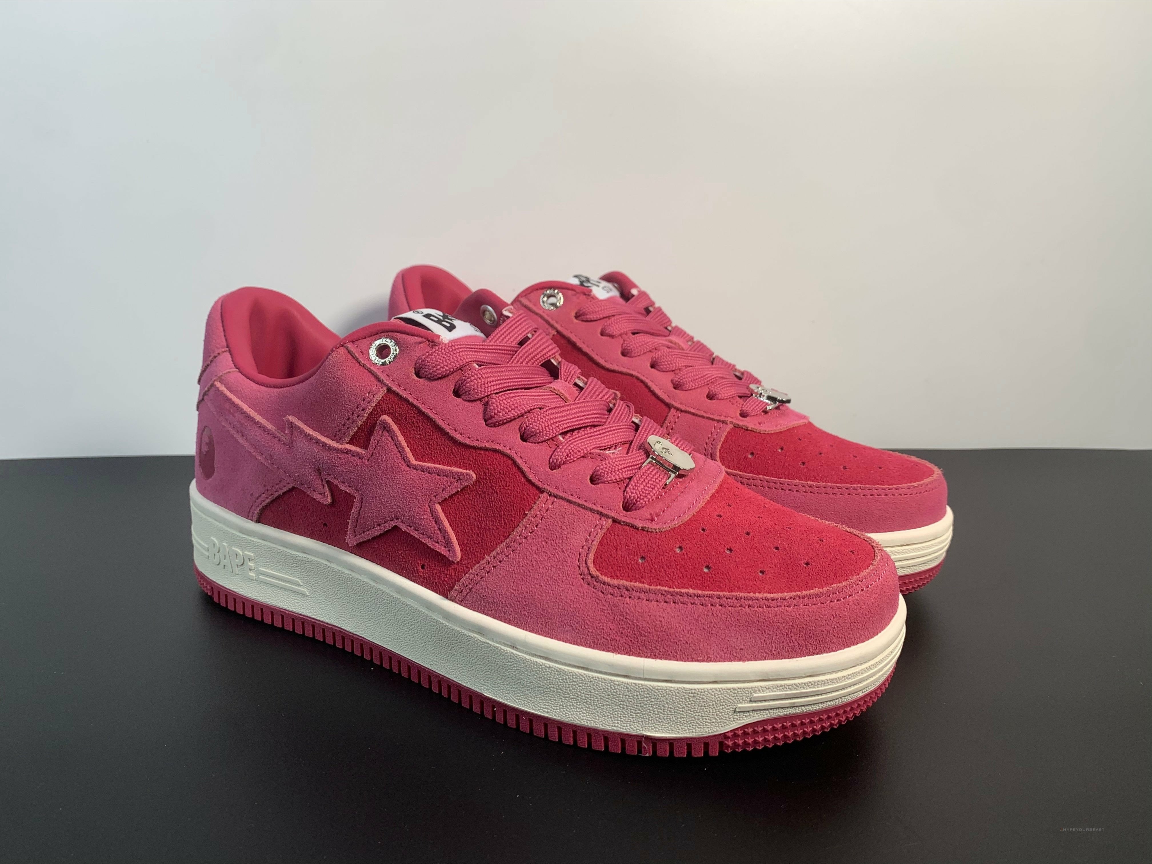 A Bathing Ape Bape Sta Pink Suede Shoes