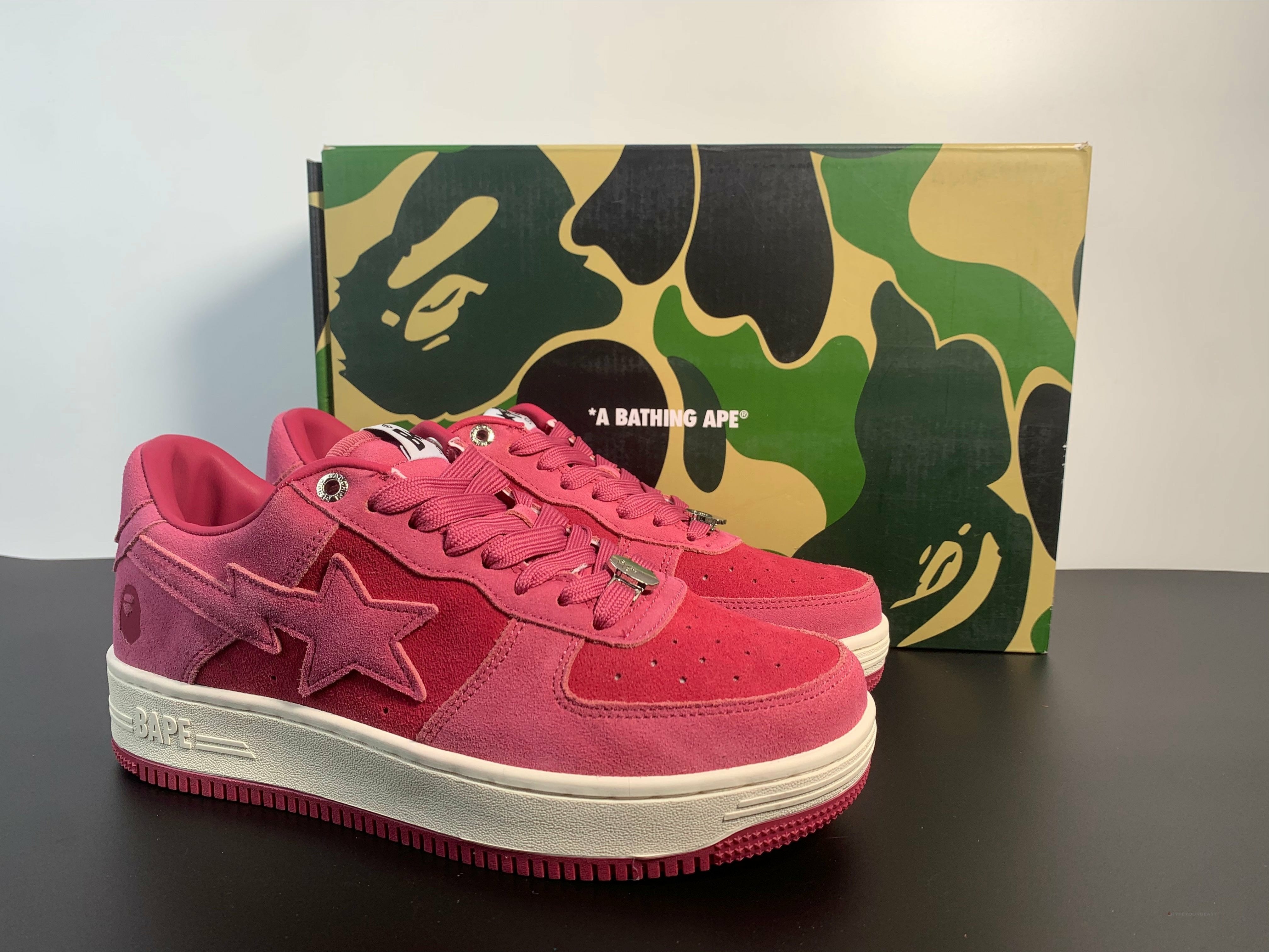 A Bathing Ape Bape Sta Pink Suede Shoes
