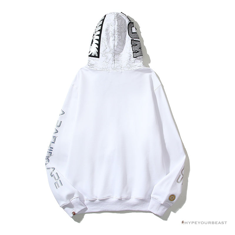 Bape Sta Shark Full Zip Up Hoodie White