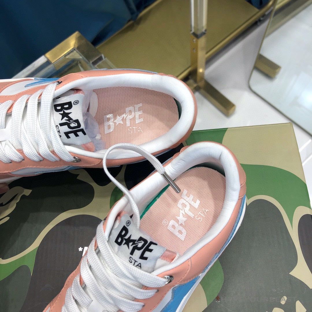 Bape Sta Low Top Sneakers Pastel Pink Blue