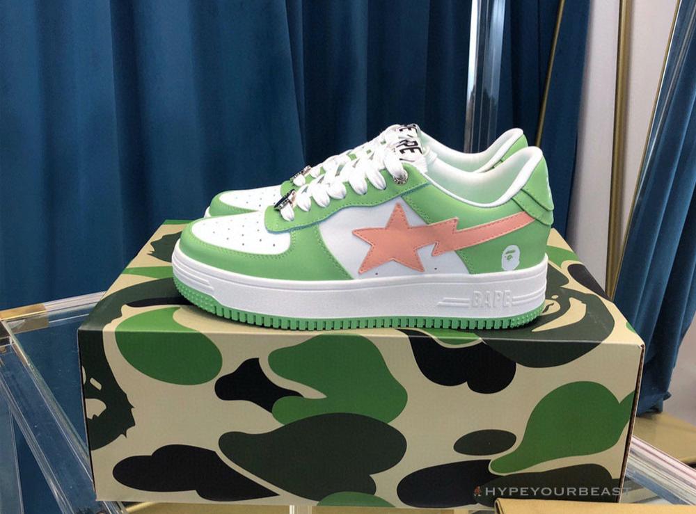 Bape Sta Low Top Sneakers Green Pink