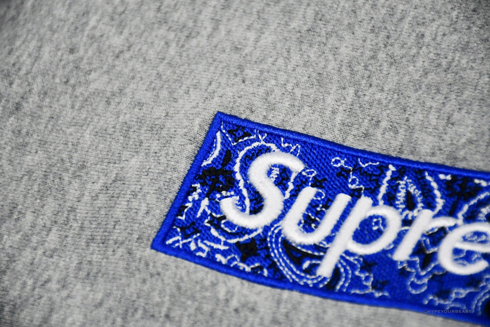 Supreme Bandana Box Logo Hoodie Grey Blue