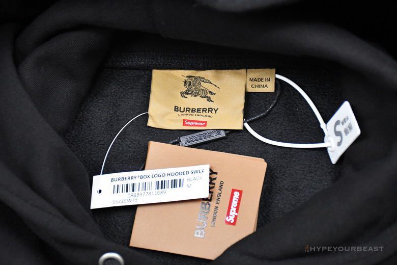 Supreme X Brbrry Box Logo Hoodie Black