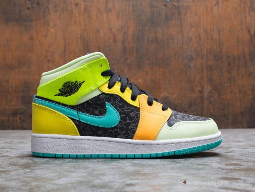 Air Jordan 1 Mid GS Aurora Green Optic-Yellow