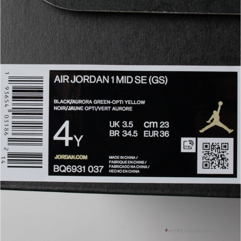 Air Jordan 1 Mid GS Aurora Green Optic-Yellow