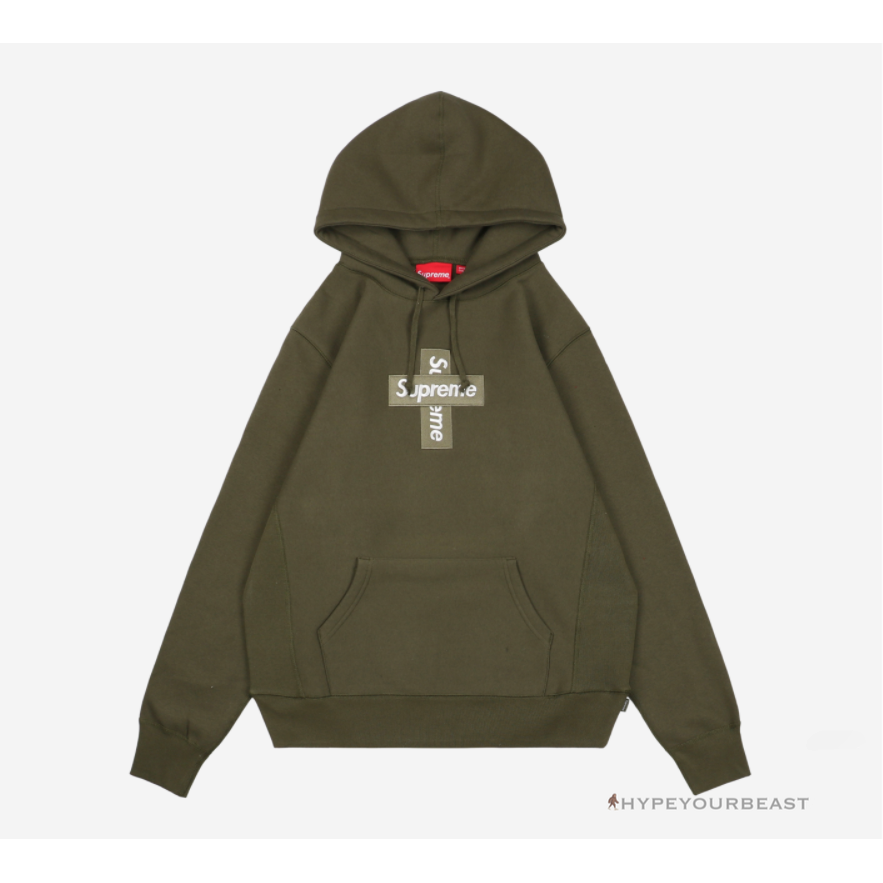 Supreme Cross Box Logo Hoodie Green