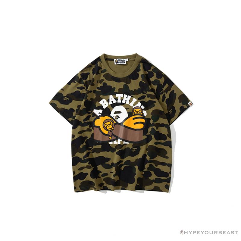 BAPE KIDS Elbow Hug Gorilla Camouflage Tee Shirt 'GREEN'