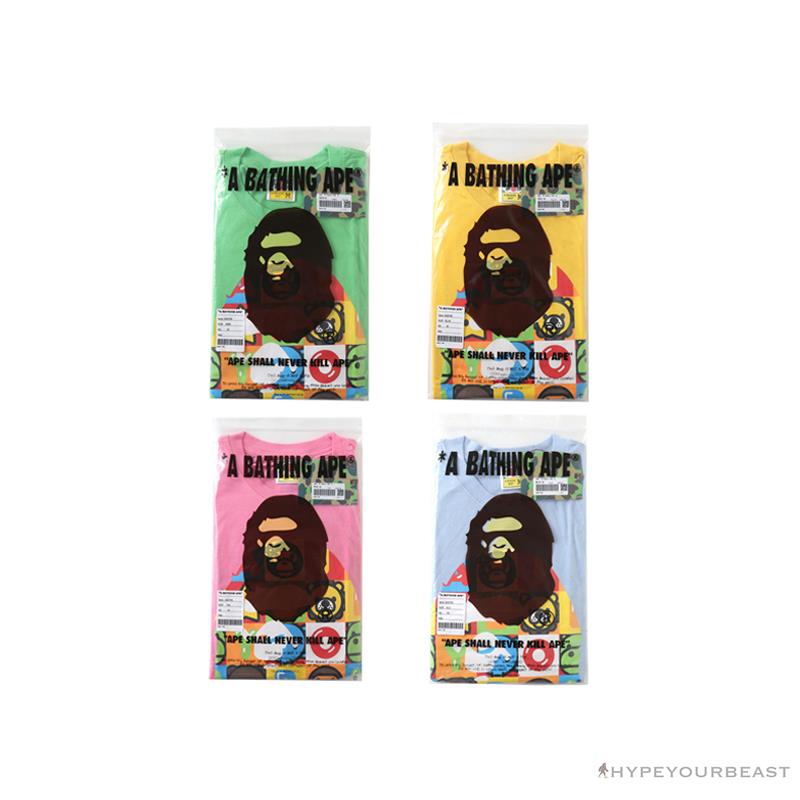 BAPE Baby Milo Color Square Ape Head Tee Shirt 'YELLOW'