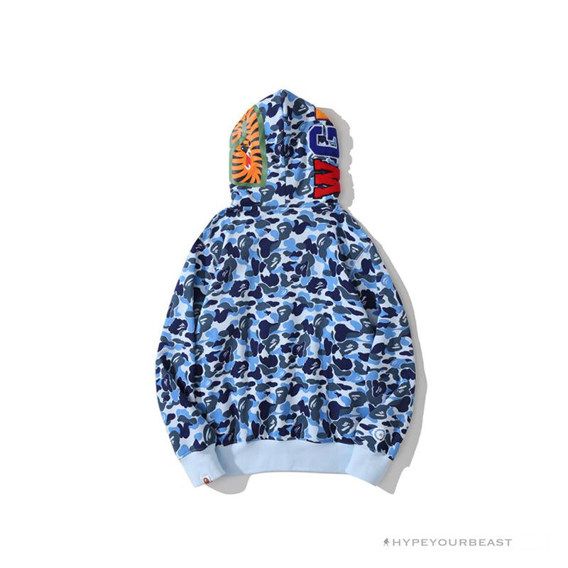 Bape Camo Hoodie Shark Head BLUE